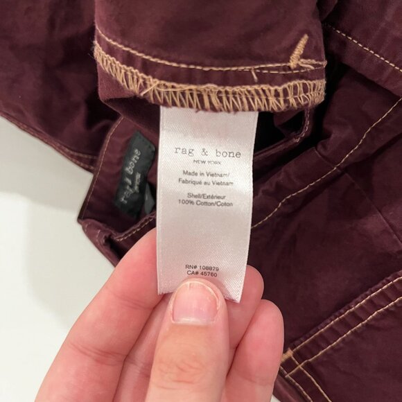 Women's Pants "rag & bone" 100% Cotton Purple Cargo Pants Size 4 - Picture 4 of 5